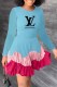 Blue Fashion Elegant Print Patchwork Letter O Neck Princess Dresses