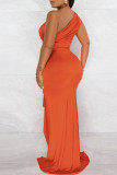 Rose Red Sexy Solid Patchwork Oblique Collar Sleeveless Two Pieces