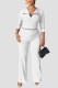 White Casual Solid Patchwork Turndown Collar Straight Jumpsuits