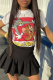 White Street Cute Character Print Patchwork Letter O Neck T-Shirts