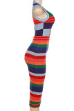 Colour Sexy Print Patchwork O Neck Pencil Skirt Dresses