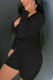 Black Casual Print Letter O Neck Skinny Rompers