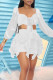White Sexy Solid Tassel Bandage Patchwork Long Sleeve Two Pieces