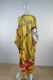 Yellow Fashion Casual Print Cardigan Outerwear