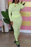 Pink Fashion Casual Solid Patchwork O Neck Long Sleeve Two Pieces