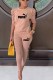 Apricot Fashion Casual Print Letter O Neck Short Sleeve Two Pieces