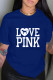 Blue Fashion Casual Print Letter O Neck T-Shirts