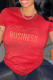 Red Fashion Street Print Patchwork Letter O Neck T-Shirts