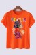 Orange Red Fashion Casual Print Letter O Neck T-Shirts