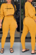 Yellow Fashion Print Patchwork O Neck Long Sleeve Two Pieces