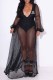 Black Fashion Sexy Letter Print Patchwork Mesh Swimwears