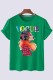 Green Fashion Casual Print Letter O Neck T-Shirts