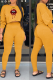 Yellow Fashion Lips Printed Patchwork O Neck Long Sleeve Two Pieces