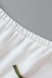 White Sweet Elegant Print Patchwork Spaghetti Strap A Line Dresses