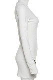 White Sexy Print Patchwork O Neck Pencil Skirt Dresses