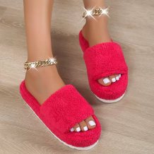 Rose Red Fashion Casual Patchwork Solid Color Round Comfortable Shoes