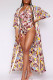 Brick Red Sexy Print Patchwork Swimwears