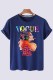 Deep Blue Fashion Casual Print Letter O Neck T-Shirts