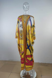 Yellow Fashion Casual Print Cardigan Outerwear