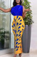 Blue Sexy Formal Print Patchwork Backless Strapless Evening Dress Dresses
