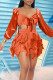 Orange Sexy Solid Tassel Bandage Patchwork Long Sleeve Two Pieces
