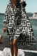 Black And White Fashion Print Patchwork Turndown Collar Shirt Dress Dresses