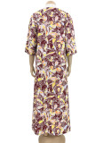 Brick Red Sexy Print Patchwork Swimwears