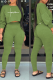Green Fashion Print Patchwork O Neck Long Sleeve Two Pieces
