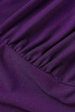 Purple Elegant Solid Bandage Patchwork V Neck Straight Jumpsuits