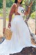 White Fashion Sexy Print Backless Letter Spaghetti Strap A Line Dresses