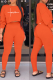 Tangerine Fashion Print Patchwork O Neck Long Sleeve Two Pieces