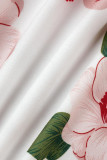 White Sweet Elegant Print Patchwork Spaghetti Strap A Line Dresses