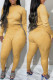 Yellow Fashion Casual Solid Patchwork O Neck Long Sleeve Two Pieces