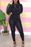 Pink Fashion Casual Solid Patchwork O Neck Long Sleeve Two Pieces
