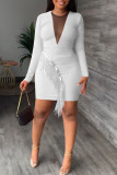 Red Sexy Solid Tassel Patchwork O Neck One Step Skirt Dresses