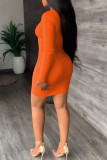 Red Sexy Solid Tassel Patchwork O Neck One Step Skirt Dresses