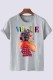 Grey Fashion Casual Print Letter O Neck T-Shirts