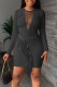 Black Sexy Solid Tassel Patchwork O Neck One Step Skirt Dresses