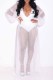White Fashion Sexy Letter Print Patchwork Mesh Swimwears
