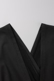 Black Elegant Solid Bandage Patchwork V Neck Straight Jumpsuits