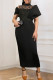 Black Fashion Sexy Formal Patchwork See-through Mandarin Collar Evening Dress