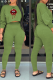 Green Fashion Lips Printed Patchwork O Neck Long Sleeve Two Pieces