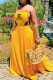 Yellow Fashion Sexy Print Backless Letter Spaghetti Strap A Line Dresses