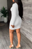 Red Sexy Solid Tassel Patchwork O Neck One Step Skirt Dresses