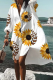 Yellow Fashion Print Patchwork Turndown Collar Shirt Dress Dresses