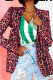 Red Casual Print Patchwork Turn-back Collar Outerwear