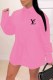 Pink Fashion Casual Print Letter Turndown Collar Shirt Dress Dresses