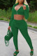 Green Casual Solid Patchwork Zipper Hooded Collar Long Sleeve Two Pieces