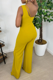 Pink Fashion Solid Patchwork Off the Shoulder Boot Cut Jumpsuits