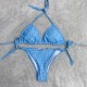 Royal Blue Fashion Sexy Letter Bandage Swimwears